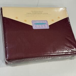 NEW Sealed Comforter Cover Twin Cranberry Red Cotton Percale 205 Thread 66”x86”